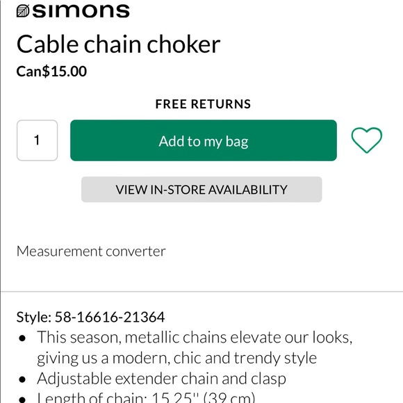 Simons - Silver Cable Chain Choker - Picture 6 of 6
